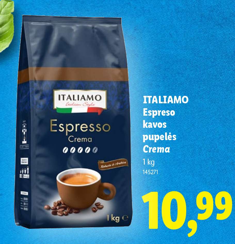 ITALIAMO Espreso kavos pupelės Crema, 1 kg