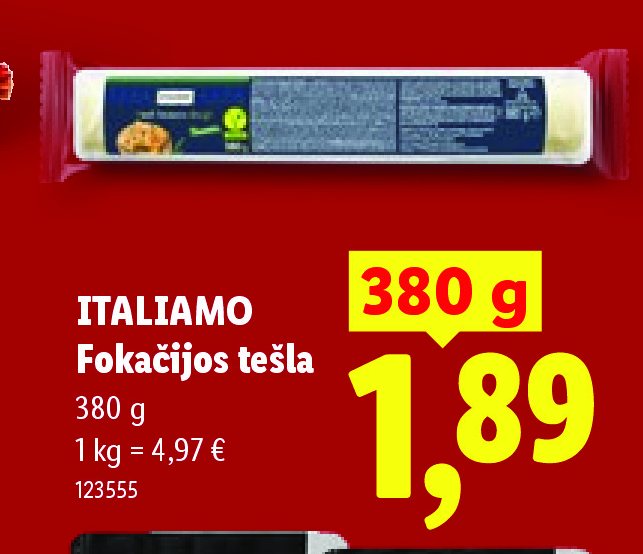 ITALIAMO Fokacijos tešla, 380 g