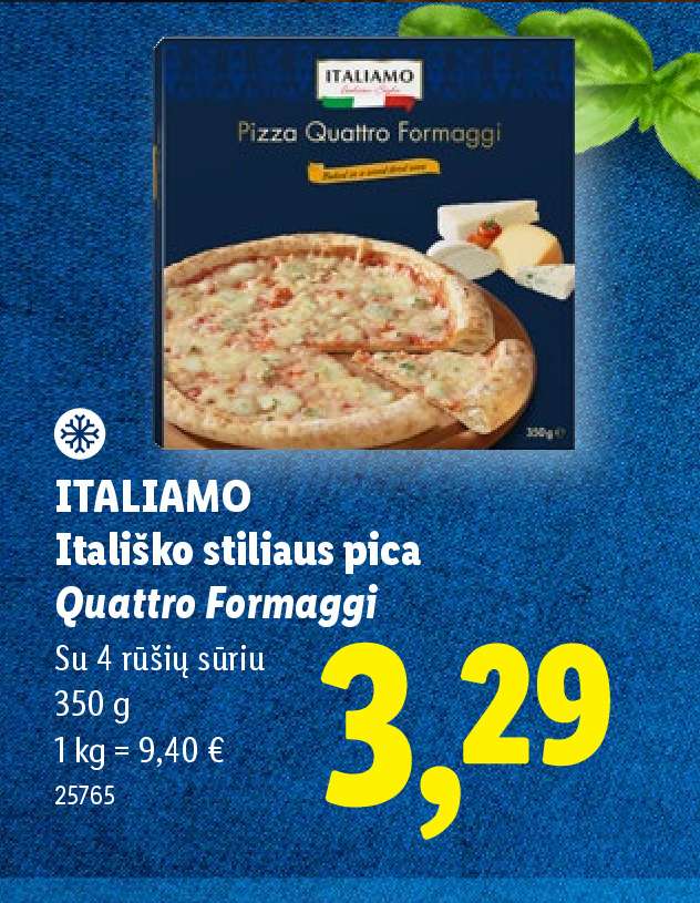 ITALIAMO Itališko stiliaus pica Quattro Formaggi, 350 g
