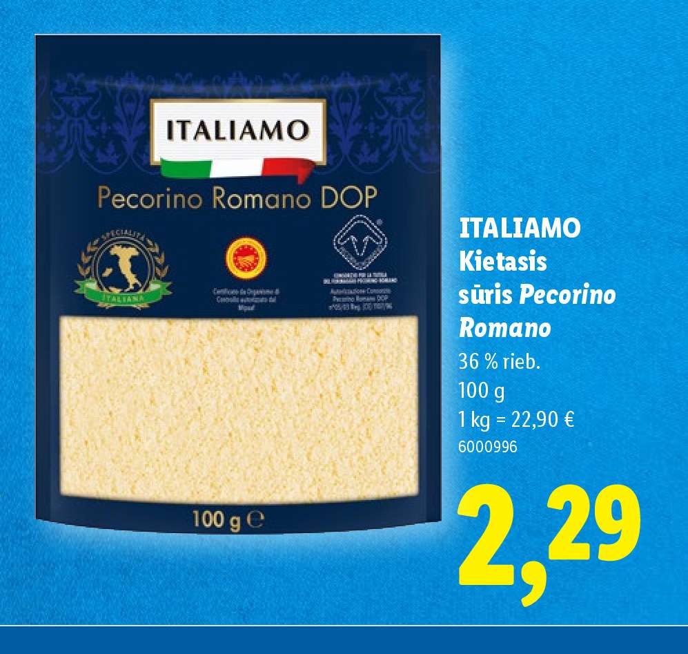 ITALIAMO Kietasis sūris Pecorino Romano, 100 g