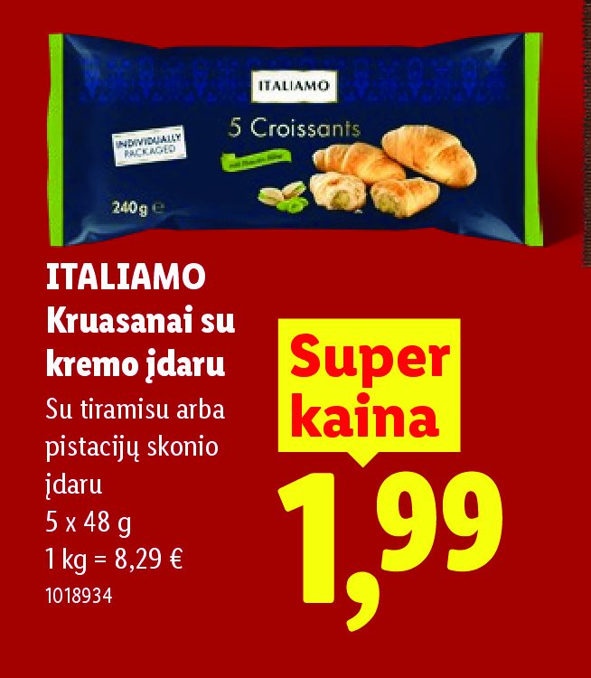 ITALIAMO Kruasanai su kremo įdaru, 5 x 48 g