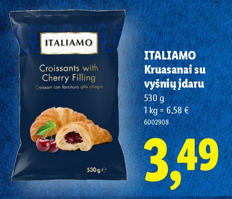 ITALIAMO Kruasanai su vyšnių įdaru, 530 g