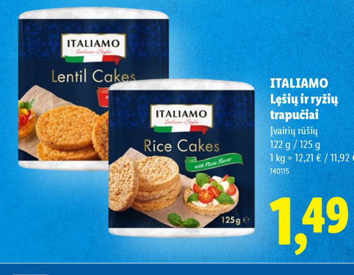 ITALIAMO Lęšių ir ryžių trapučiai, 122 g