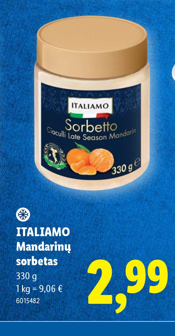 ITALIAMO Mandarinų sorbetas, 330 g