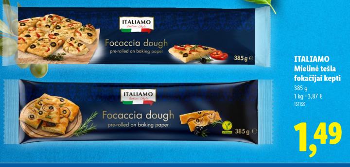 ITALIAMO Mielinė tešla fokacijai kepti, 385 g