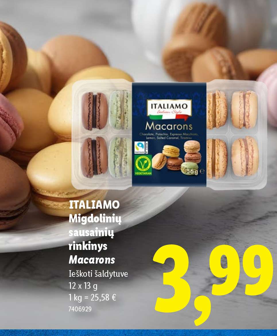 ITALIAMO Migdolinių sausainių rinkinys Macarons, 12 x 13 g