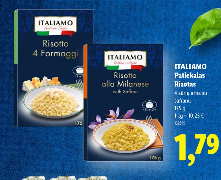 ITALIAMO Patiekalas Rizotas, 175 g