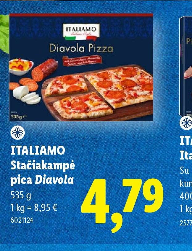 ITALIAMO Stačiakampė pica Diavola, 535 g