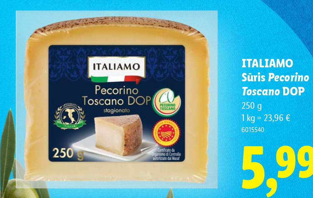 ITALIAMO Sūris Pecorino Toscano DOP, 250 g