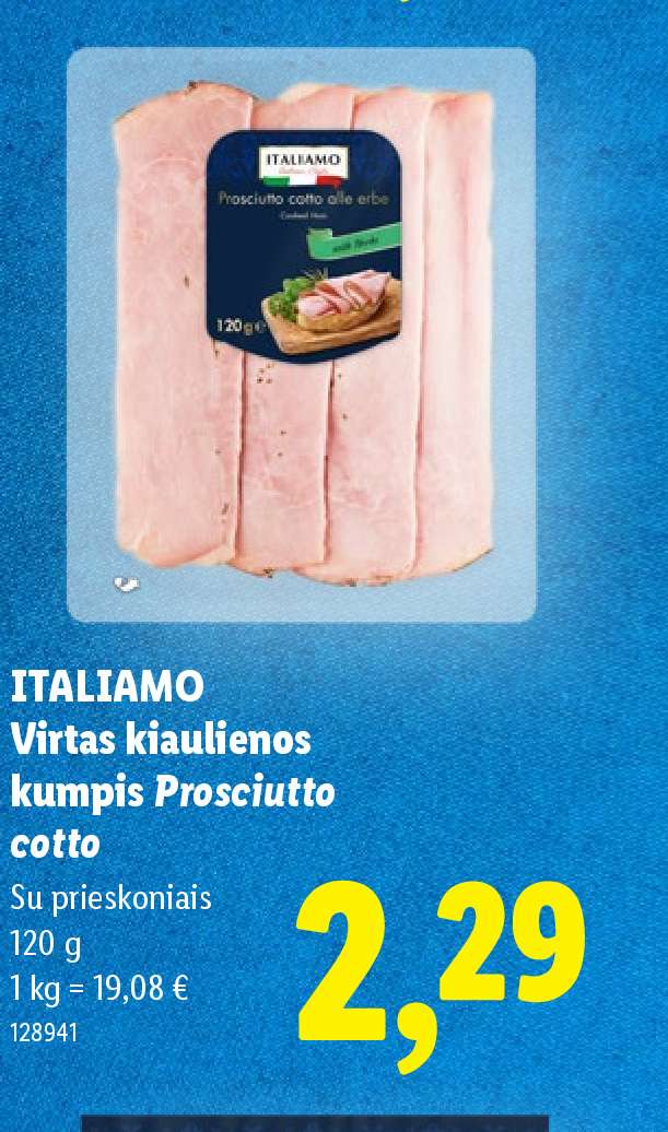 ITALIAMO Virtas kiaulienos kumpis Prosciutto cotto, 120 g