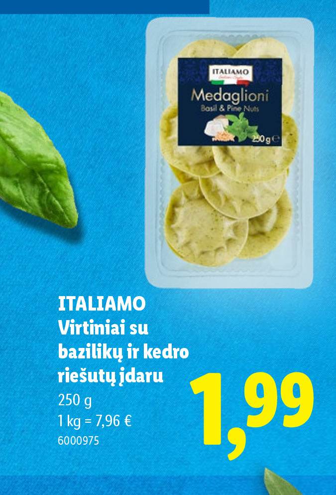 ITALIAMO Virtiniai su bazilikų ir kedro riešutų įdaru, 250 g