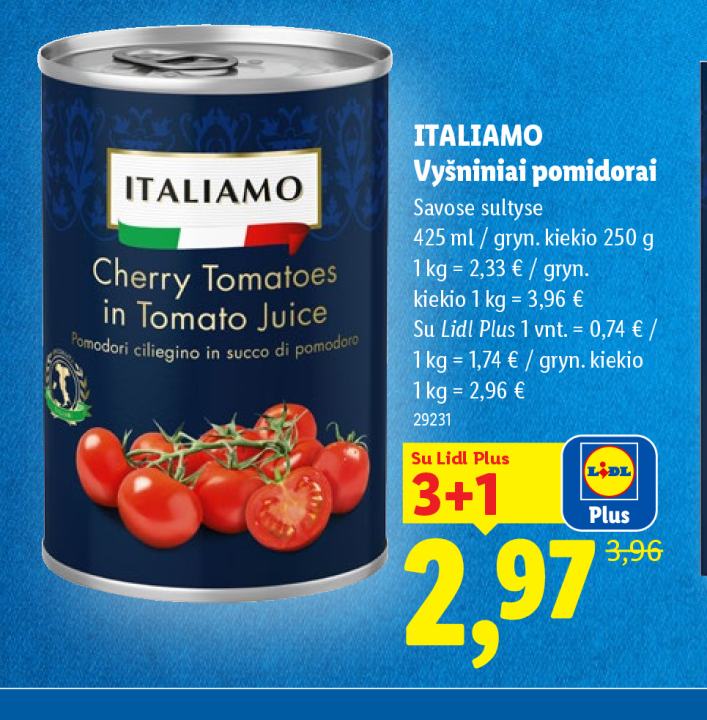 ITALIAMO Vyšniniai pomidorai, 425 ml