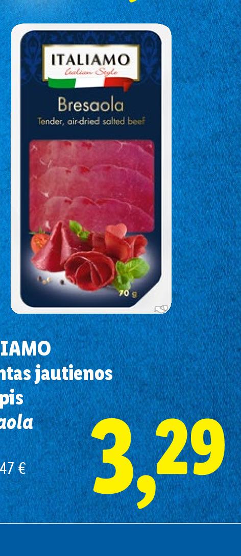 ITALIAMO Vytintas jautienos kumpis Bresaola, 70 g