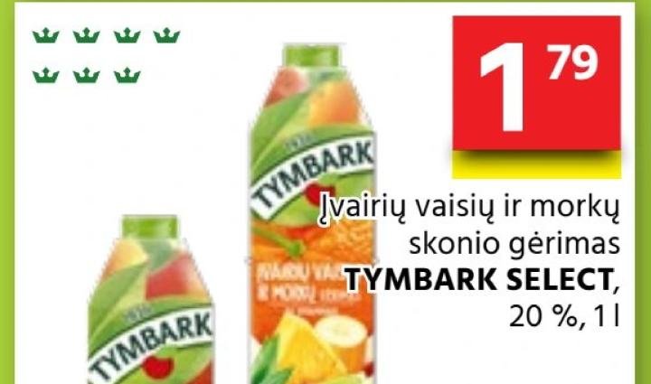 Įvairių vaisių ir morkų skonio gėrimas TYMBARK, 1 l