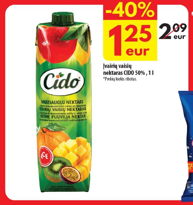 Įvairių vaisių nektaras CIDO, 1 l