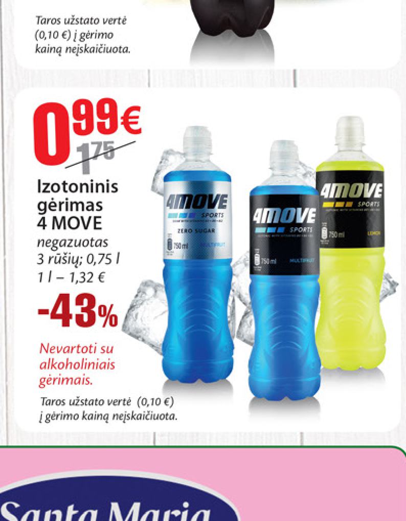 Izotoninis gėrimas 4 MOVE, 0.75 l