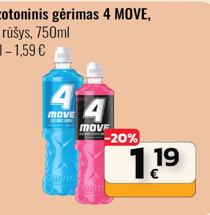 Izotoninis gėrimas 4 MOVE, 750 ml