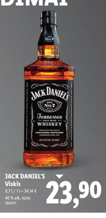 JACK DANIEL'S Viskis, 0.7 l