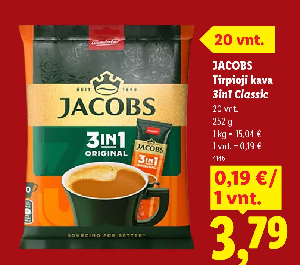 JACOBS Tirpioji kava 3in1 Classic, 20 vnt