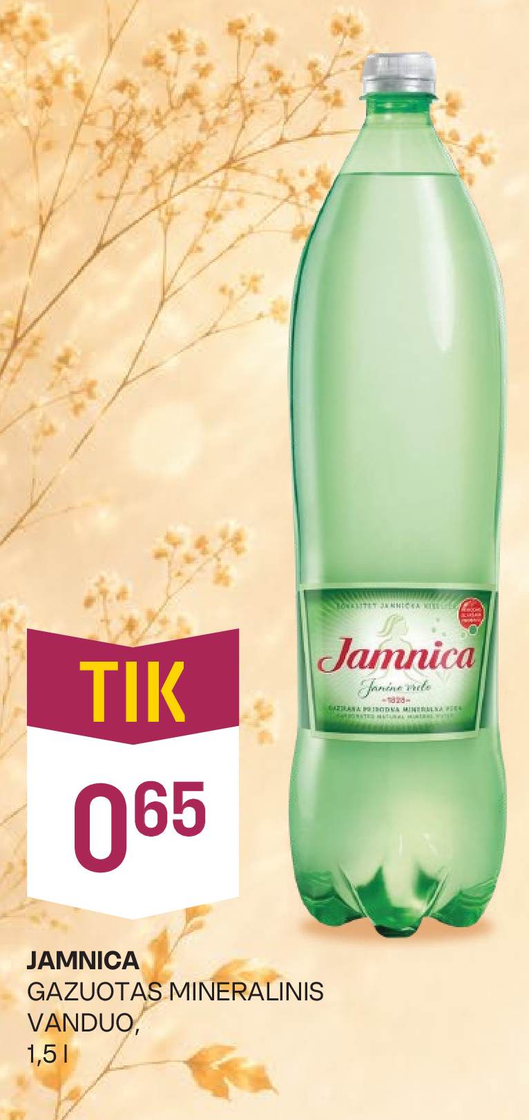 JAMNICA GAZUOTAS MINERALINIS VANDUO, 1.5 l