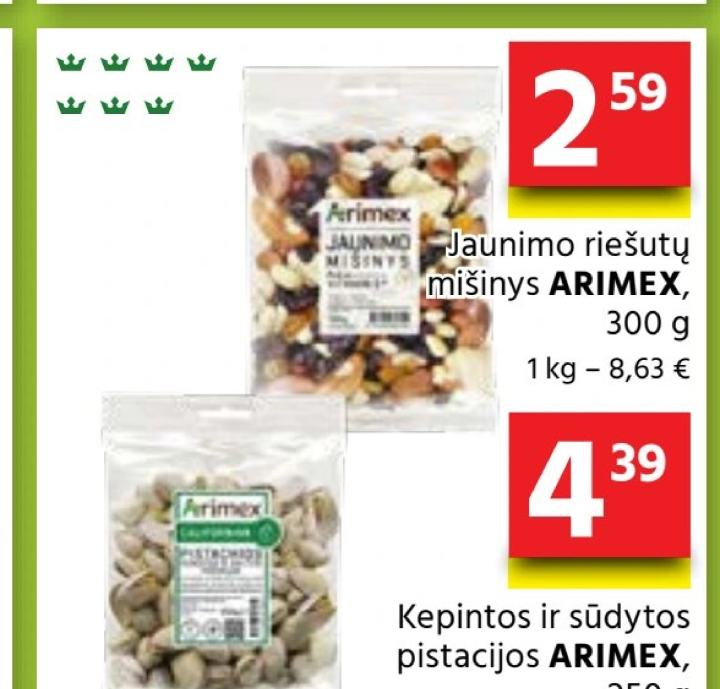 Jaunimo riešutų mišinys ARIMEX, 300 g