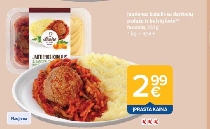 Jautienos kukuliai su daržovių padažu ir bulvių koše, 350 g