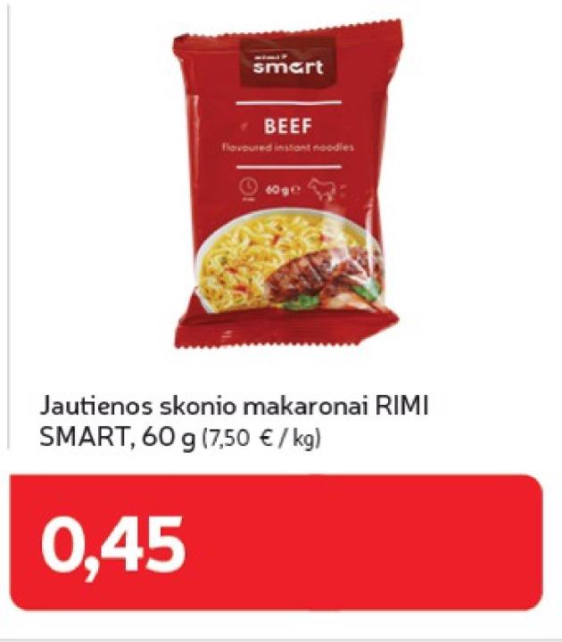 Jautienos skonio makaronai RIMI SMART, 60 g