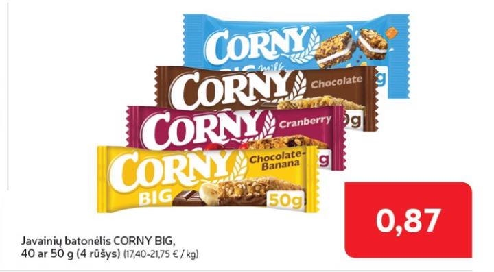 Javainių batonėlis CORNY BIG, 50 g