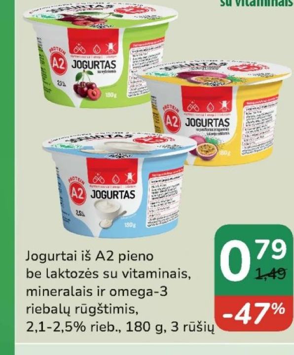 Jogurtai iš A2 pieno, 180 g