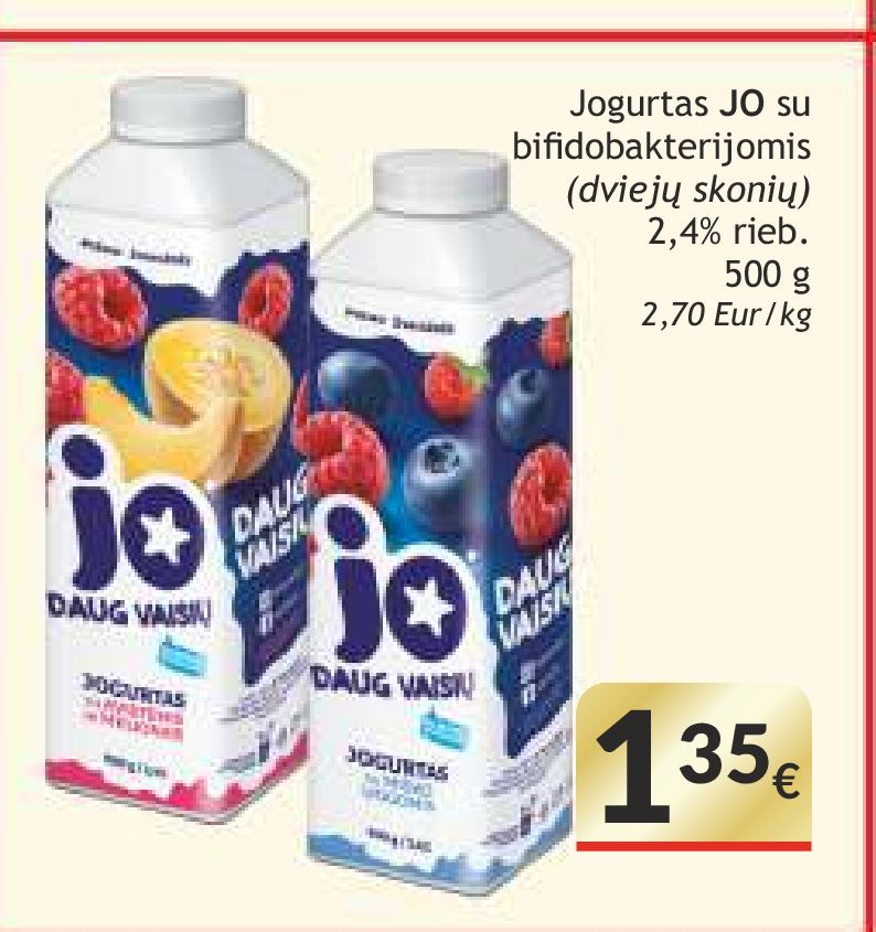 Jogurtas JO su bifidobakterijomis, 500 g