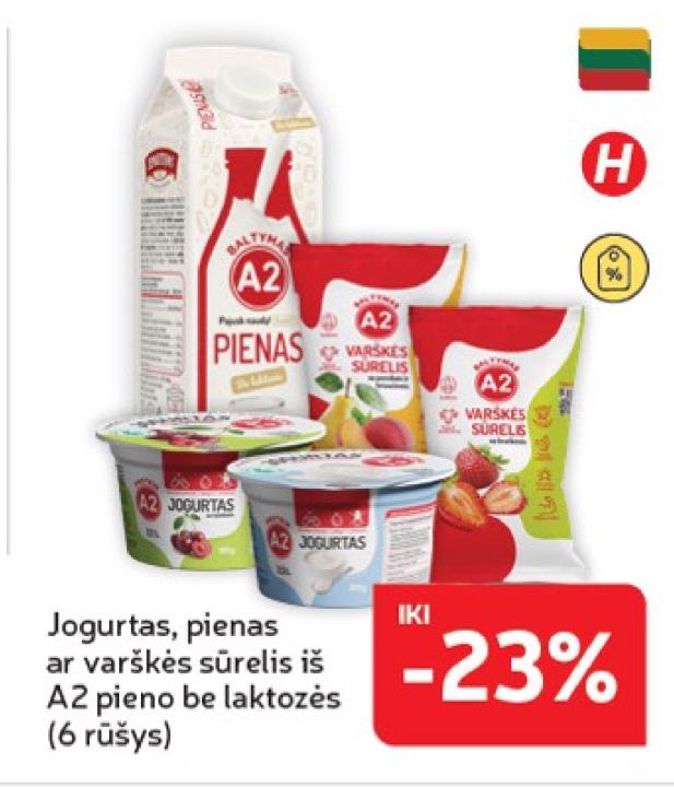 Jogurtas, pienas ar varškės sūrelis iš A2 pieno be laktozės