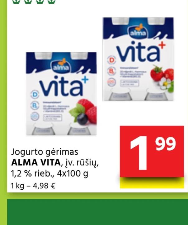 Jogurto gėrimas ALMA VITA, 4 x 100 g