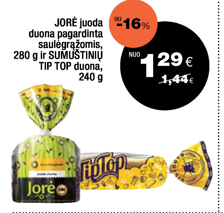 JORĖ juoda duona pagardinta saulėgrąžomis, 280 g