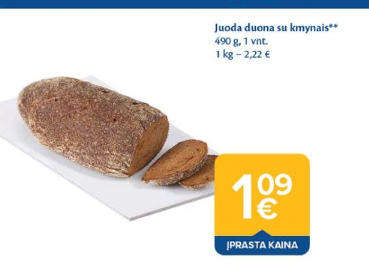 Juoda duona su kmynais, 490 g
