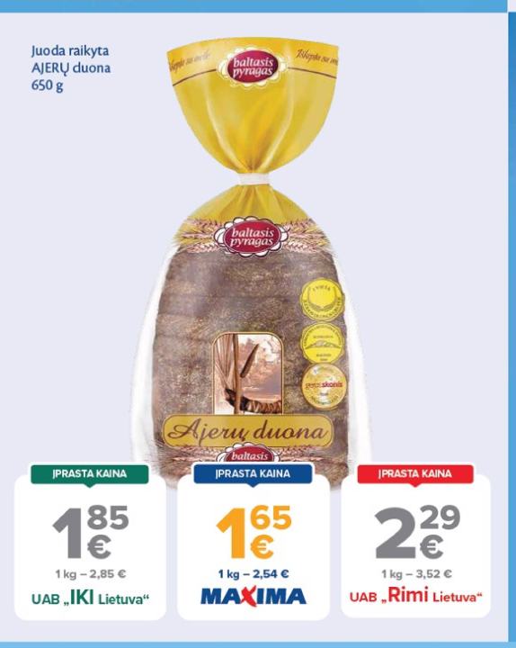 Juoda raikyta AJERŲ duona, 650 g