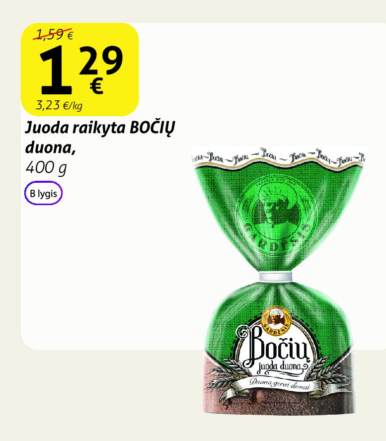 Juoda raikyta BOČIŲ duona, 400 g