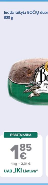 Juoda raikyta BOČIŲ duona GARDĖSIS, 800 g