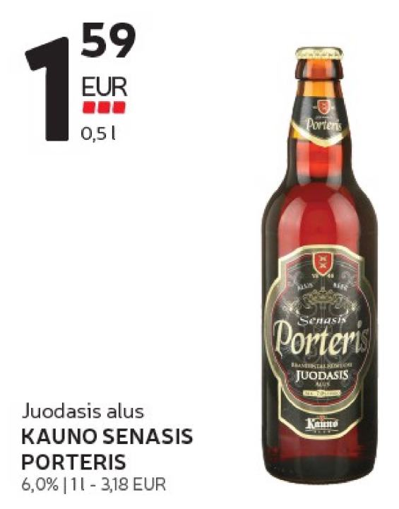 Juodasis alus KAUNO SENASIS PORTERIS, 0.5 l