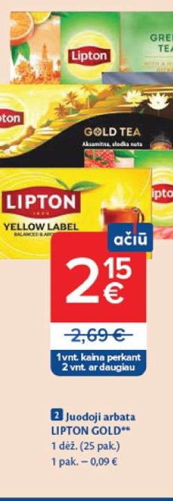 Juodoji arbata LIPTON GOLD, 1 dėž.