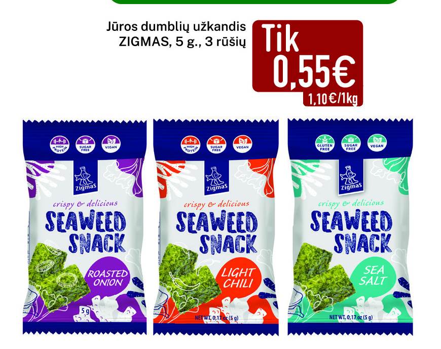 Jūros dumblių užkandis ZIGMAS, 5 g