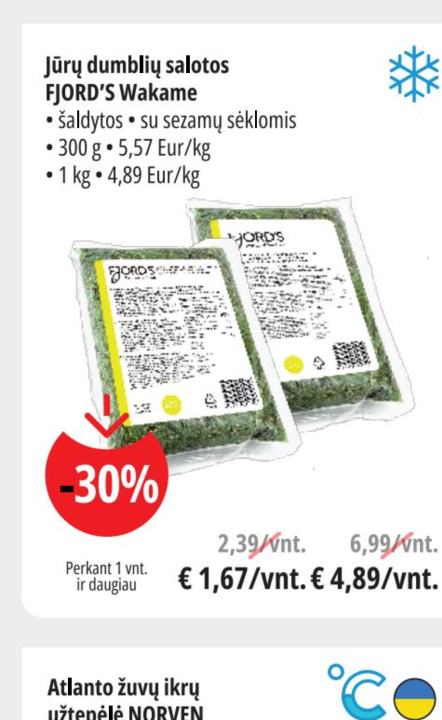 Jūrų dumblių salotos FJORD'S Wakame, 300 g