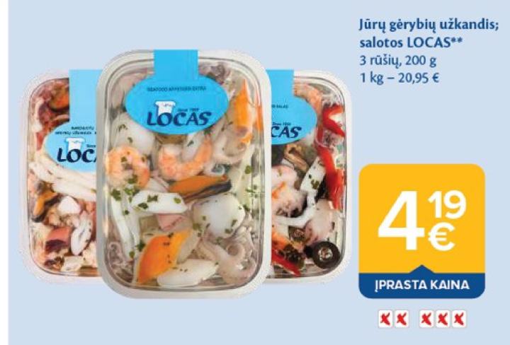 Jūrų gėrybių užkandis; salotos LOCAS, 200 g