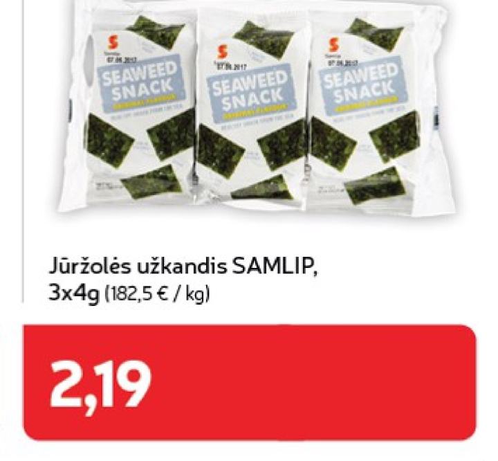Jūržolės užkandis SAMLIP, 3 x 4 g