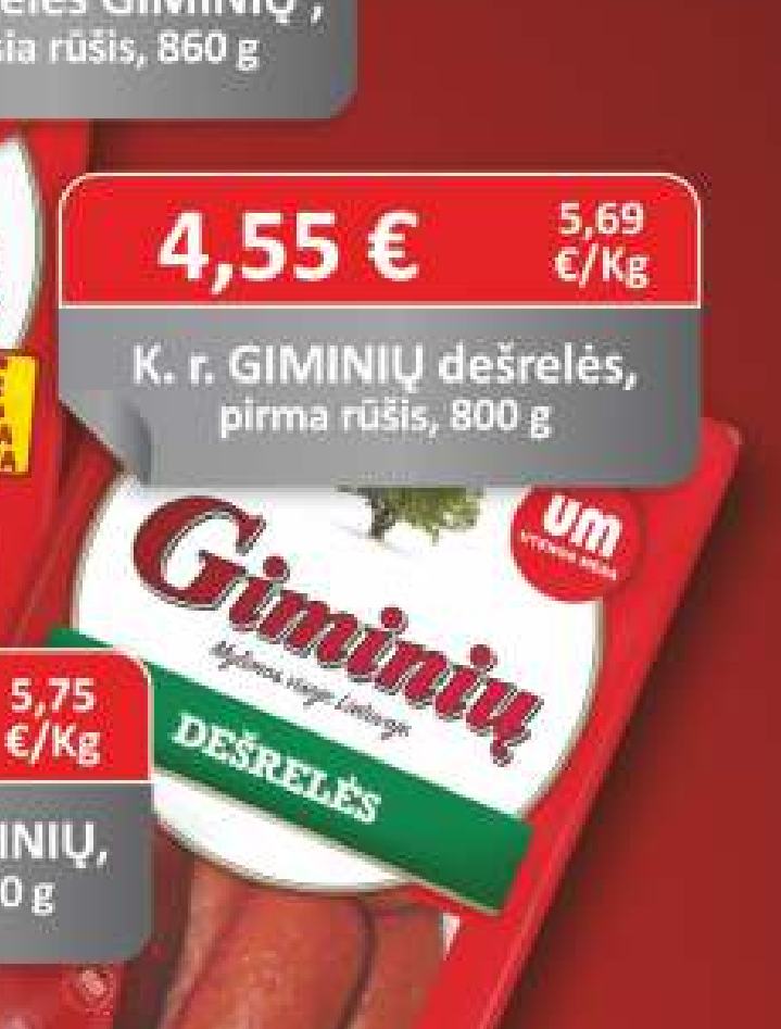 K. r. GIMINIŲ dešrelės, 800 g