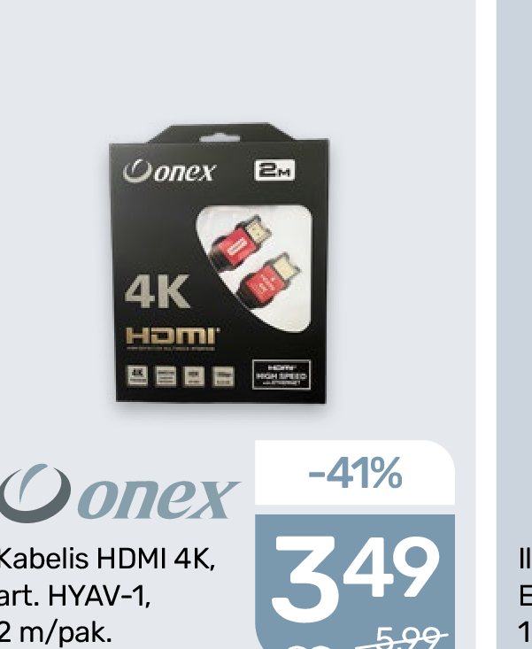Kabelis HDMI 4K, 2 m