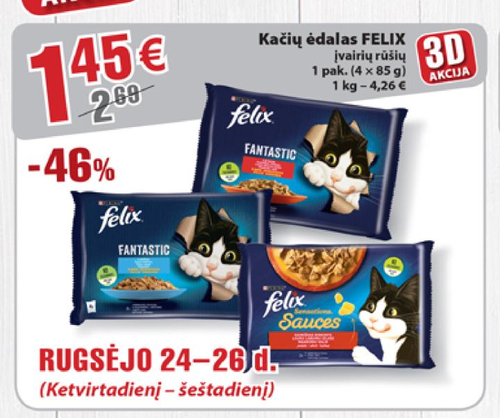 Kačių ėdalas FELIX, 4 x 85 g