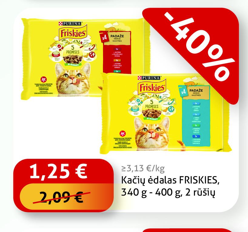 Kačių ėdalas FRISKIES, 340 g - 400 g