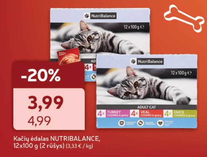 Kačių ėdalas NUTRIBALANCE, 12 x 100 g