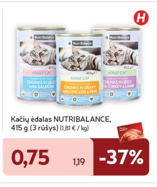 Kačių ėdalas NUTRIBALANCE, 415 g