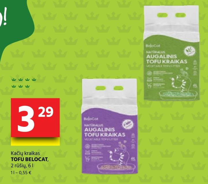 Kačių kraikas TOFU BELOCAT, 6 l